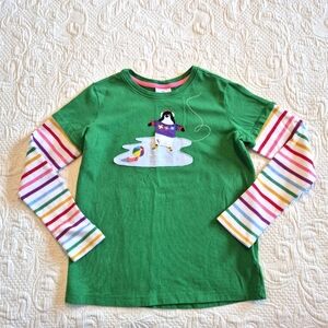 Hanna Andersson girls size 150 or 12 long sleeve appliqued shirt VGUC